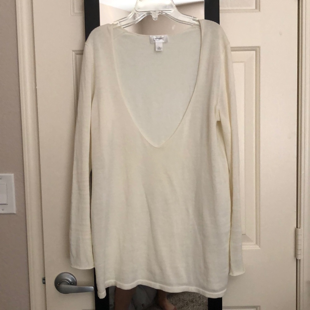 3/$10 Ann Taylor Loft Sheer White Sweater Sz L